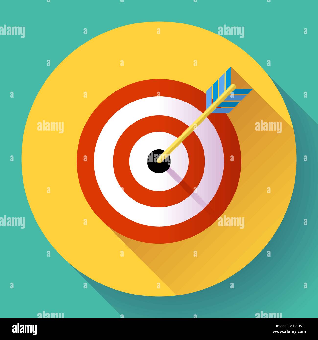 Target Marketing icona. Target con il simbolo freccia. Appartamento moderno concetto di design di banner web, siti web, materiali stampati, infog Illustrazione Vettoriale