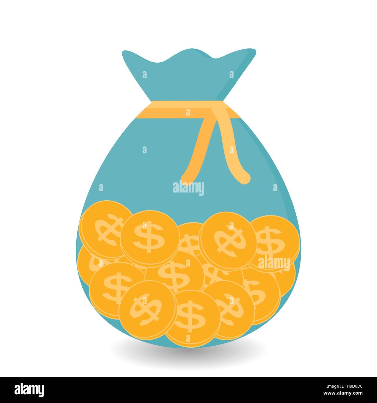 Mette mano alla sacca di monete d'Oro - contributo al futuro. Vettore Illustrazione Vettoriale