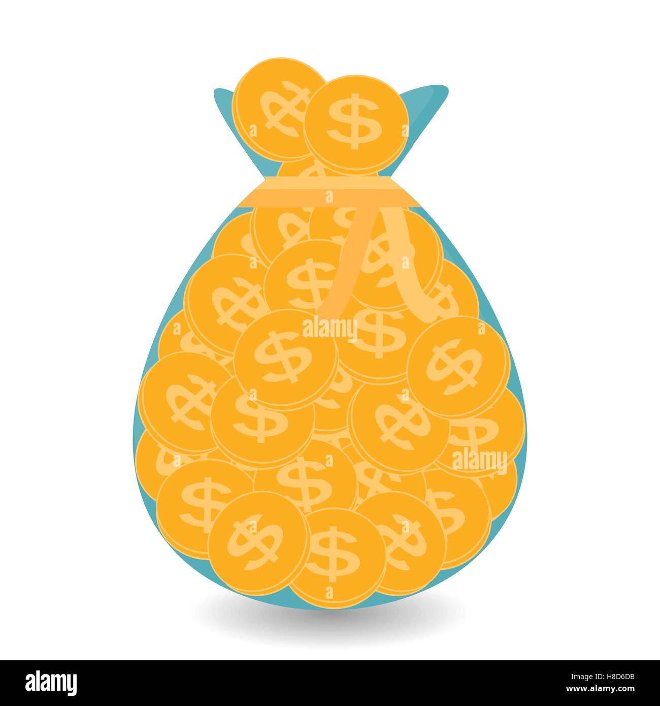 Borsa piena di monete d'Oro - contributo al futuro. Illustra il vettore Illustrazione Vettoriale