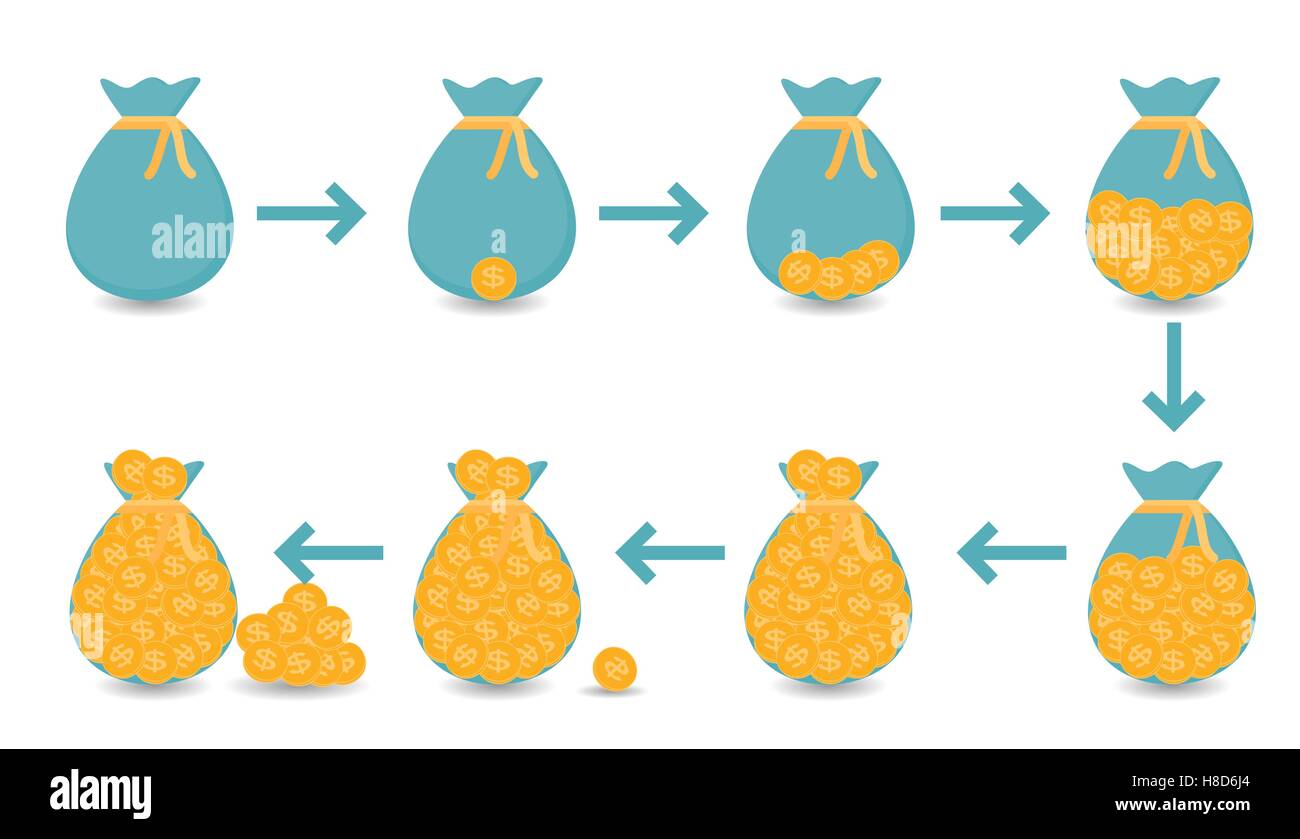 Contributo al futuro da povertà e ricchezza void accumula Illustrazione Vettoriale
