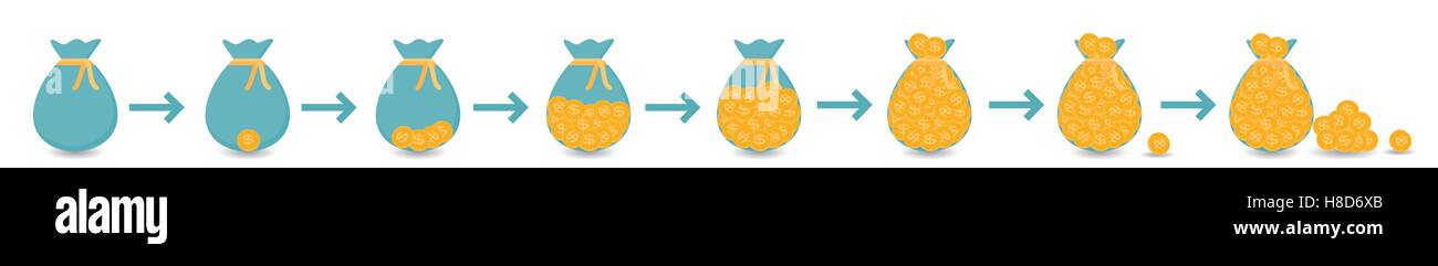 Contributo alla futura dalla povertà alla ricchezza e accumula void Illustrazione Vettoriale
