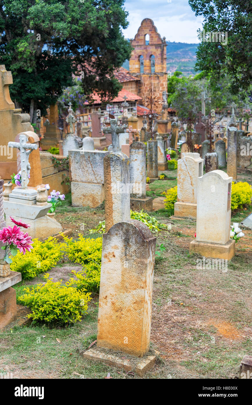 Vista del cimitero di Barichara, Colombia Foto Stock