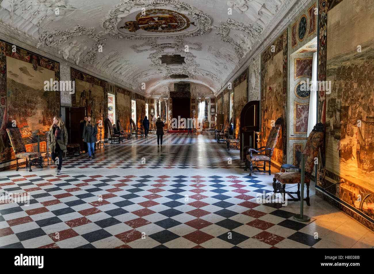 La sala lunga in il castello di Rosenborg, Copenhagen, Danimarca Foto Stock
