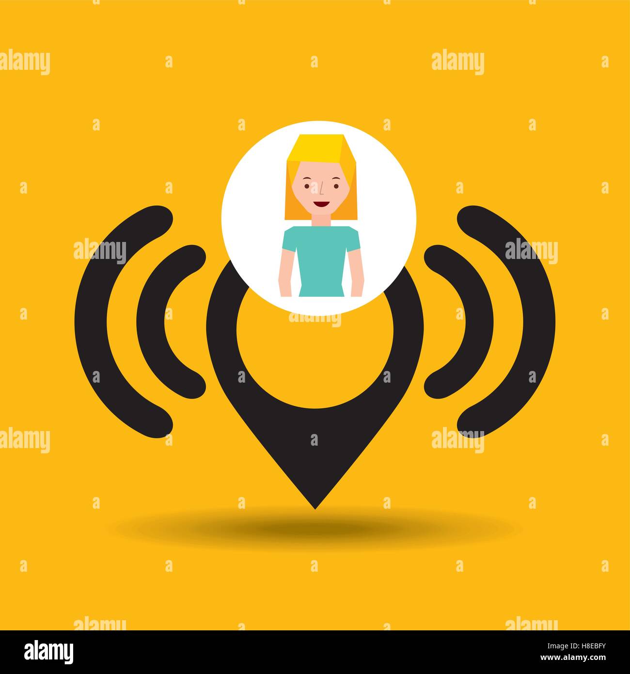 Ragazza pin wifi mappa design illustrazione vettoriale EPS 10 Illustrazione Vettoriale