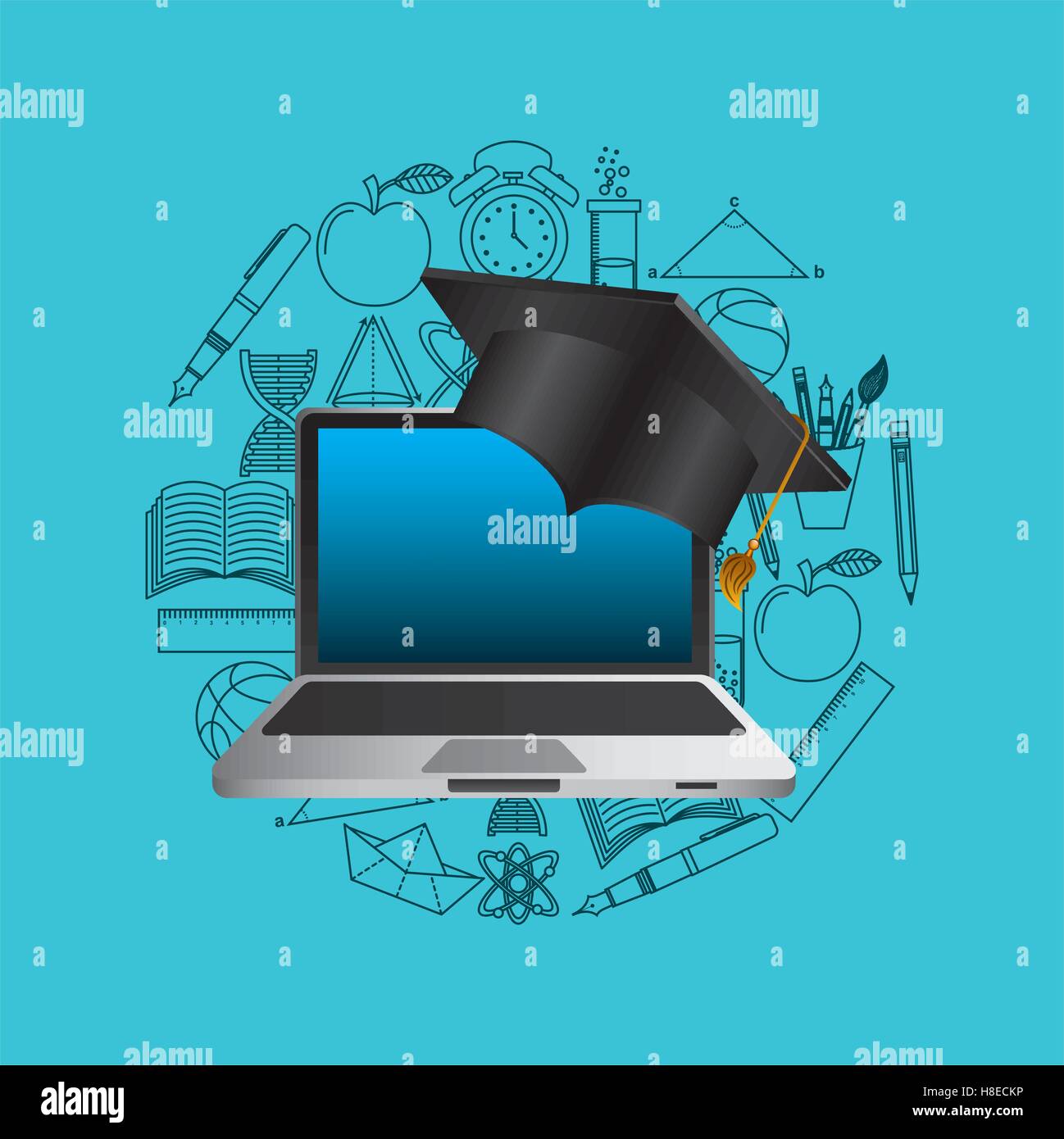 Istruzione online usa icona della graduazione design illustrazione vettoriale EPS 10 Illustrazione Vettoriale