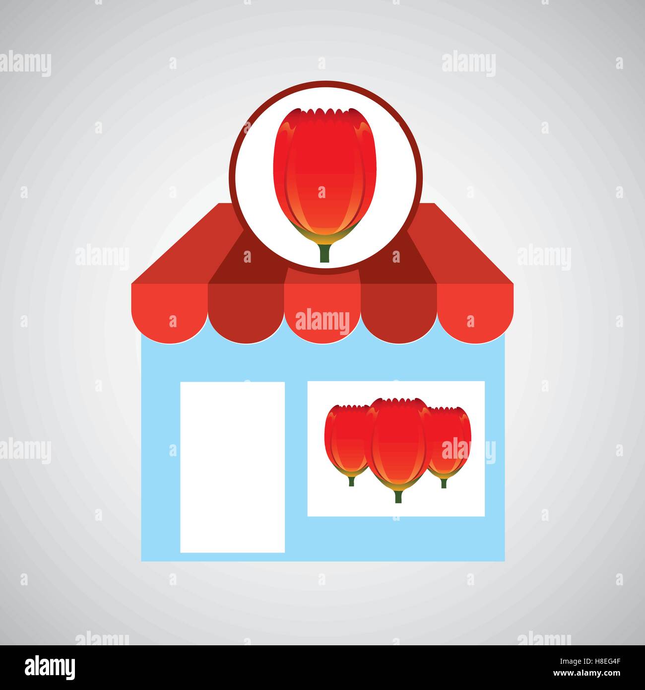 Flower store shop concetto carino red tulip illustrazione vettoriale EPS 10 Illustrazione Vettoriale