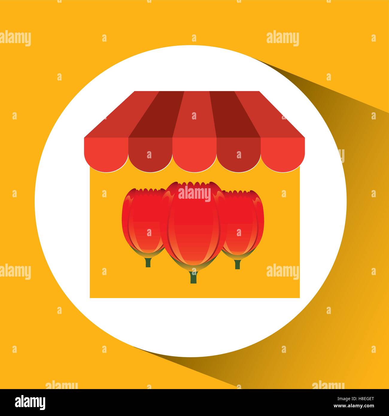 Flower store shop concetto carino red tulip illustrazione vettoriale EPS 10 Illustrazione Vettoriale