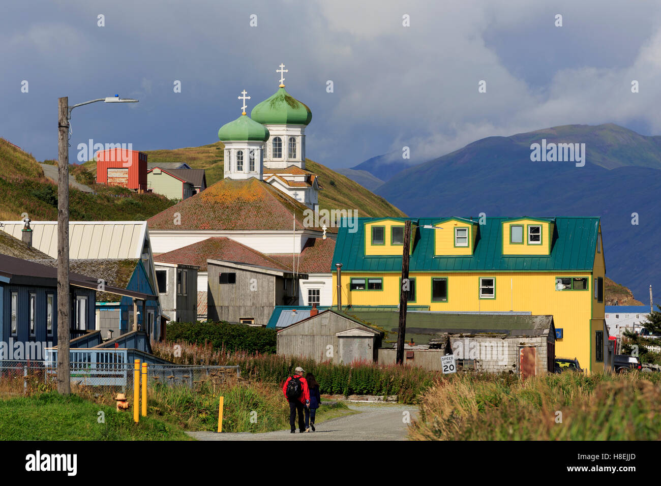 Chiesa Russa Ortodossa, Unalaska isola, isole Aleutian, Alaska, Stati Uniti d'America, America del Nord Foto Stock