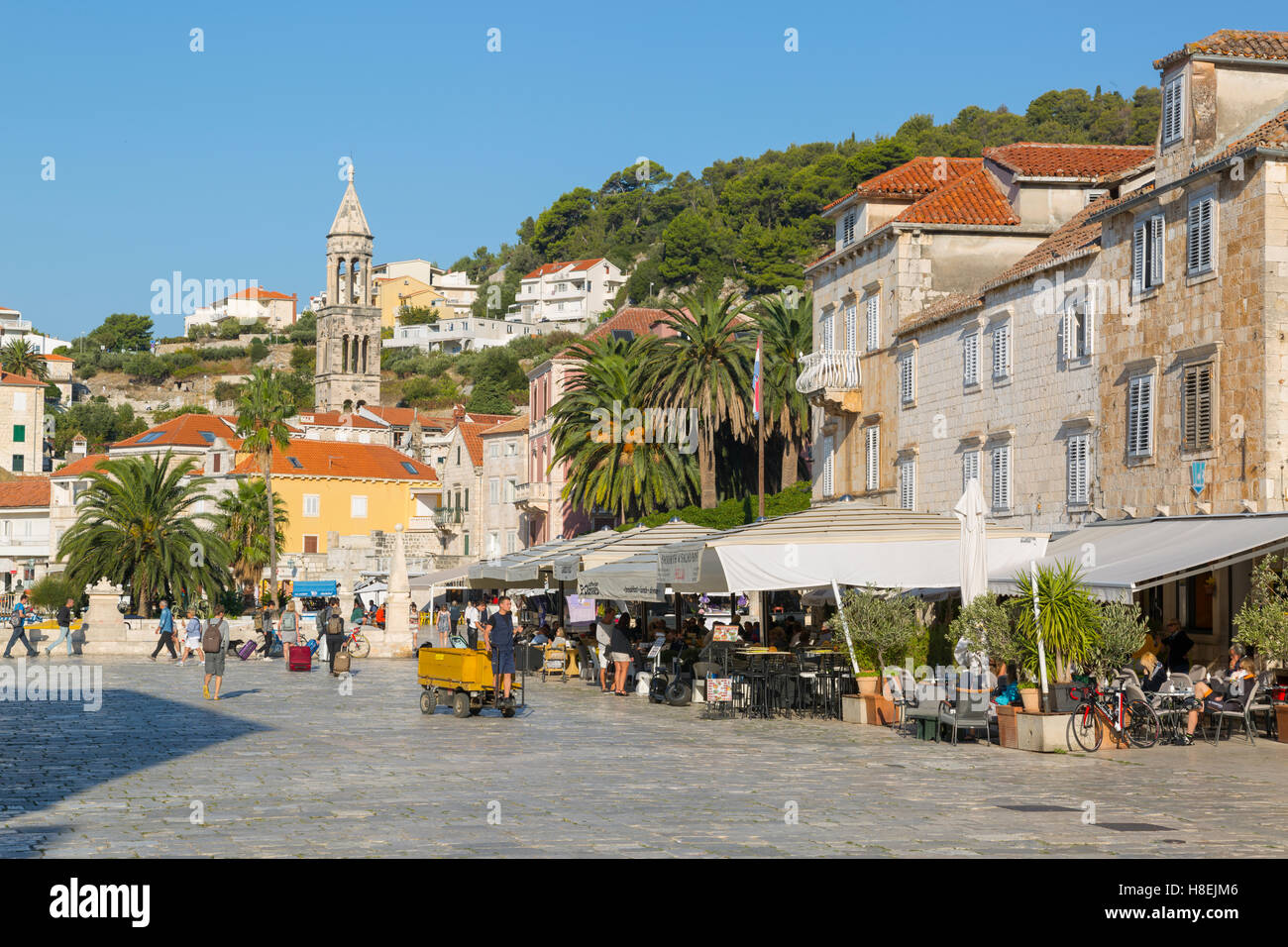 Piazza principale, Hvar, isola di Hvar Dalmazia, Croazia, Europa Foto Stock