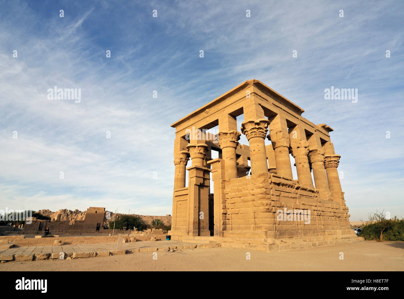 Di Traiano, Kiosk Hypaethral Tempio, al Tempio di Iside sul isola di Philae, Lago Nasser vicino a Aswan, Egitto, Nord Africa Foto Stock