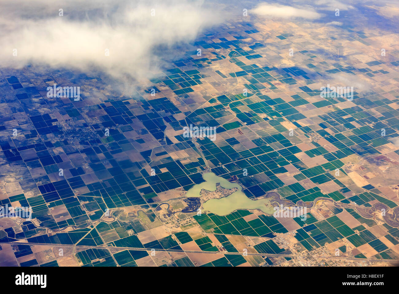 Vista aerea di Hinckley, deserto oasi, Delta, Sutherland dello Utah Foto Stock