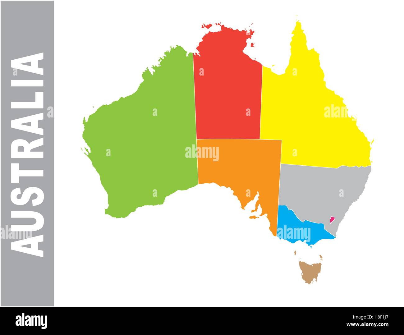 Colorato Australia politica e amministrativa di mappa vettoriale Illustrazione Vettoriale