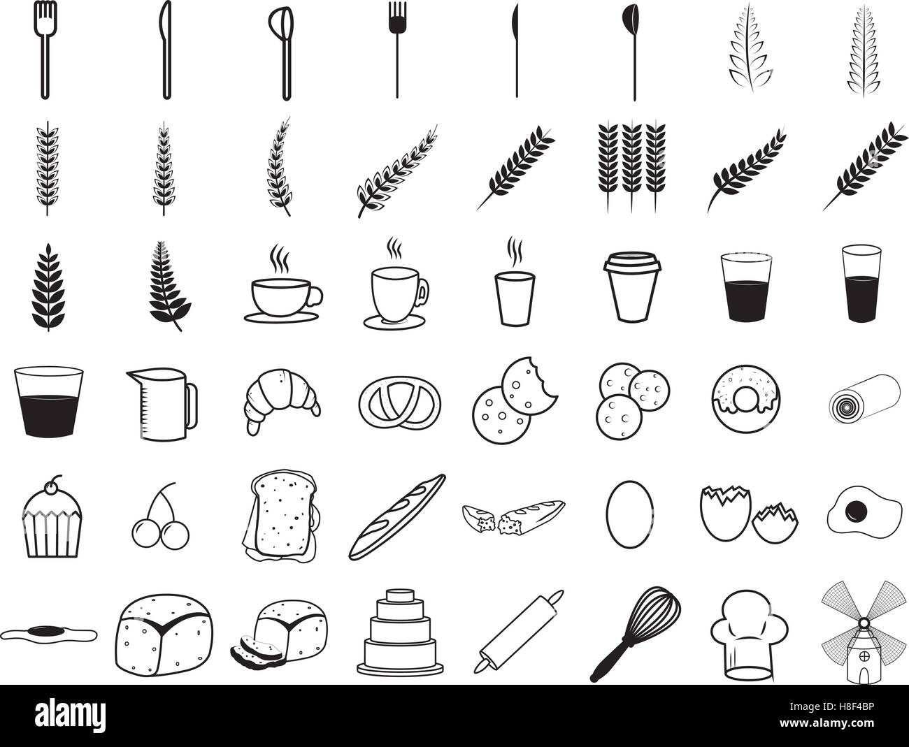 Colazione vari segni vettore Illustrazione Vettoriale