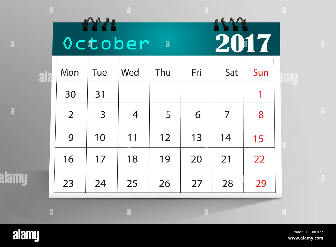 Calendario Desktop Design- Ottobre 2017 Foto Stock