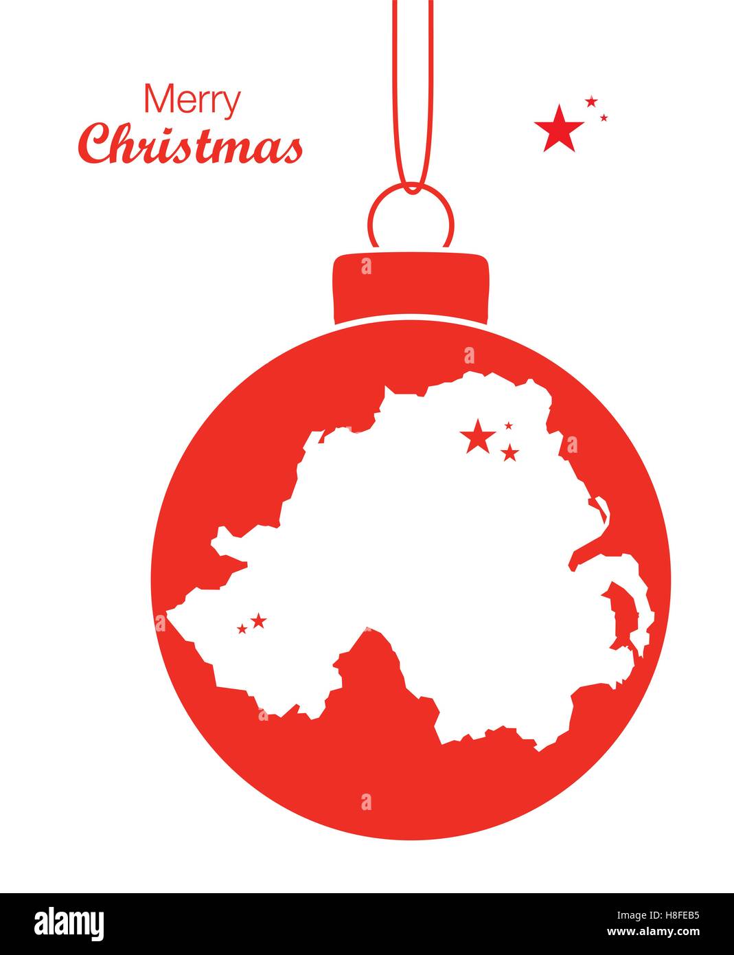 Buon Natale Mappa Irlanda del Nord Illustrazione Vettoriale