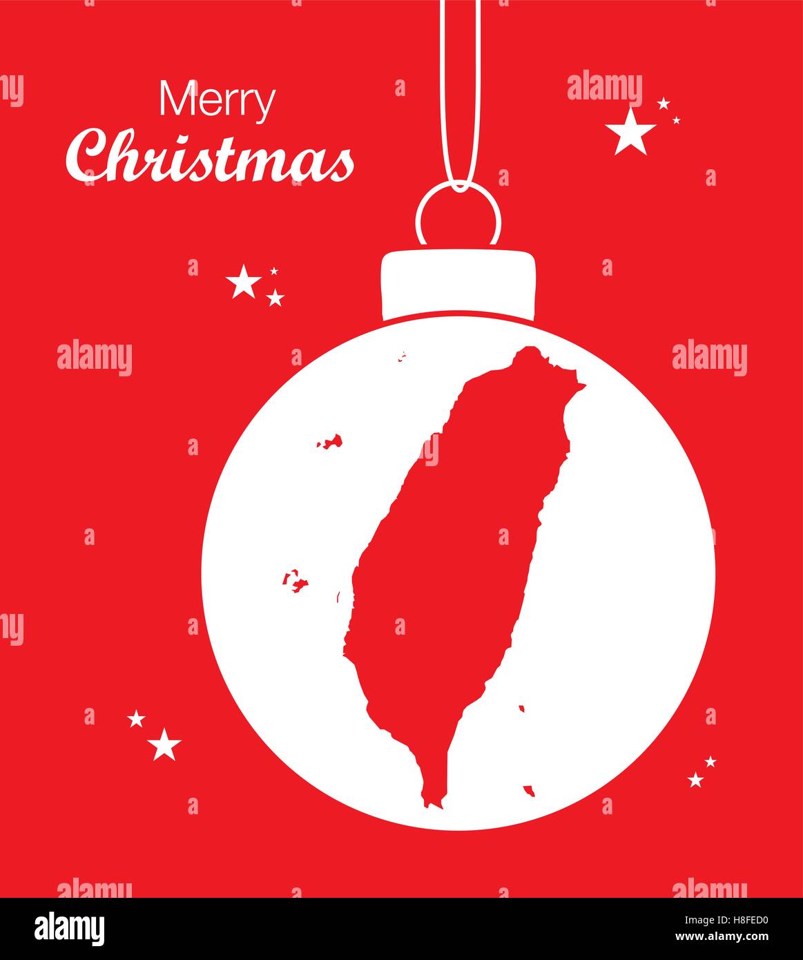 Buon Natale Mappa di Taiwan Illustrazione Vettoriale