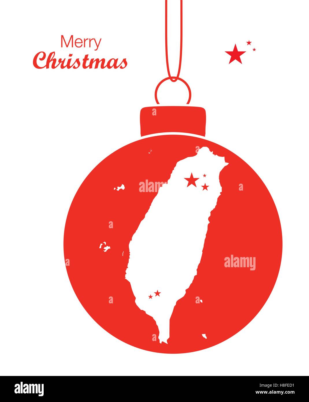 Buon Natale Mappa di Taiwan Illustrazione Vettoriale