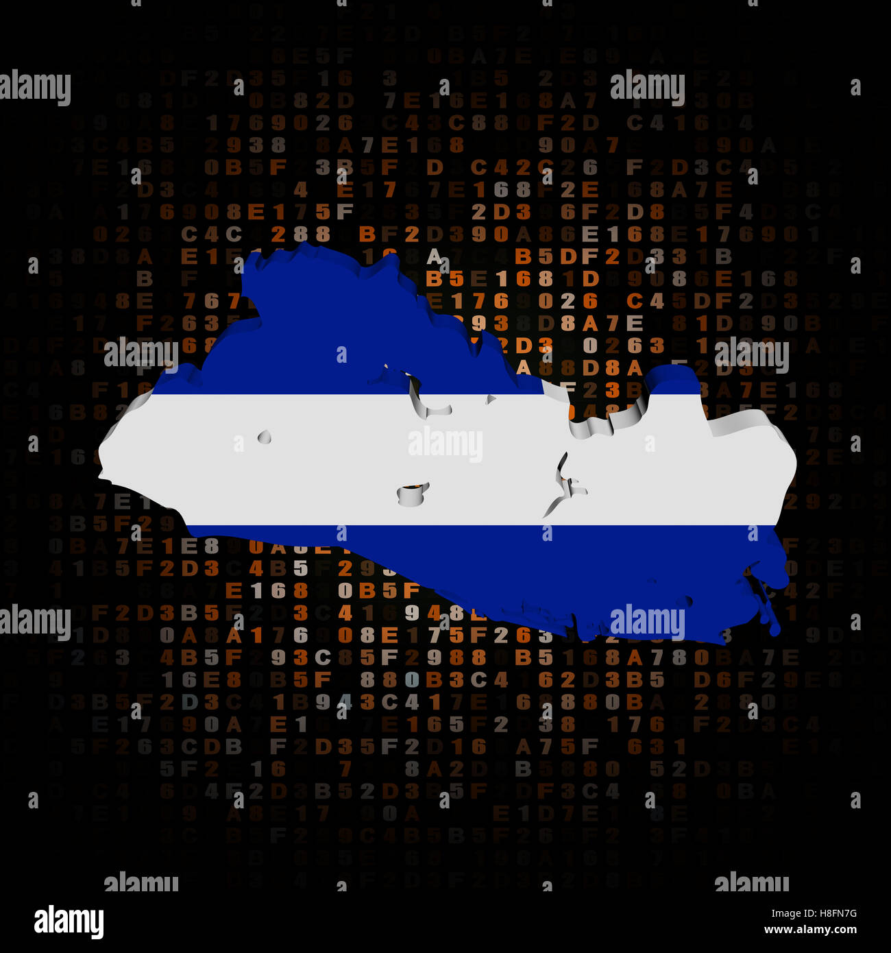 El Salvador mappa bandiera sul codice esadecimale illustrazione Foto Stock