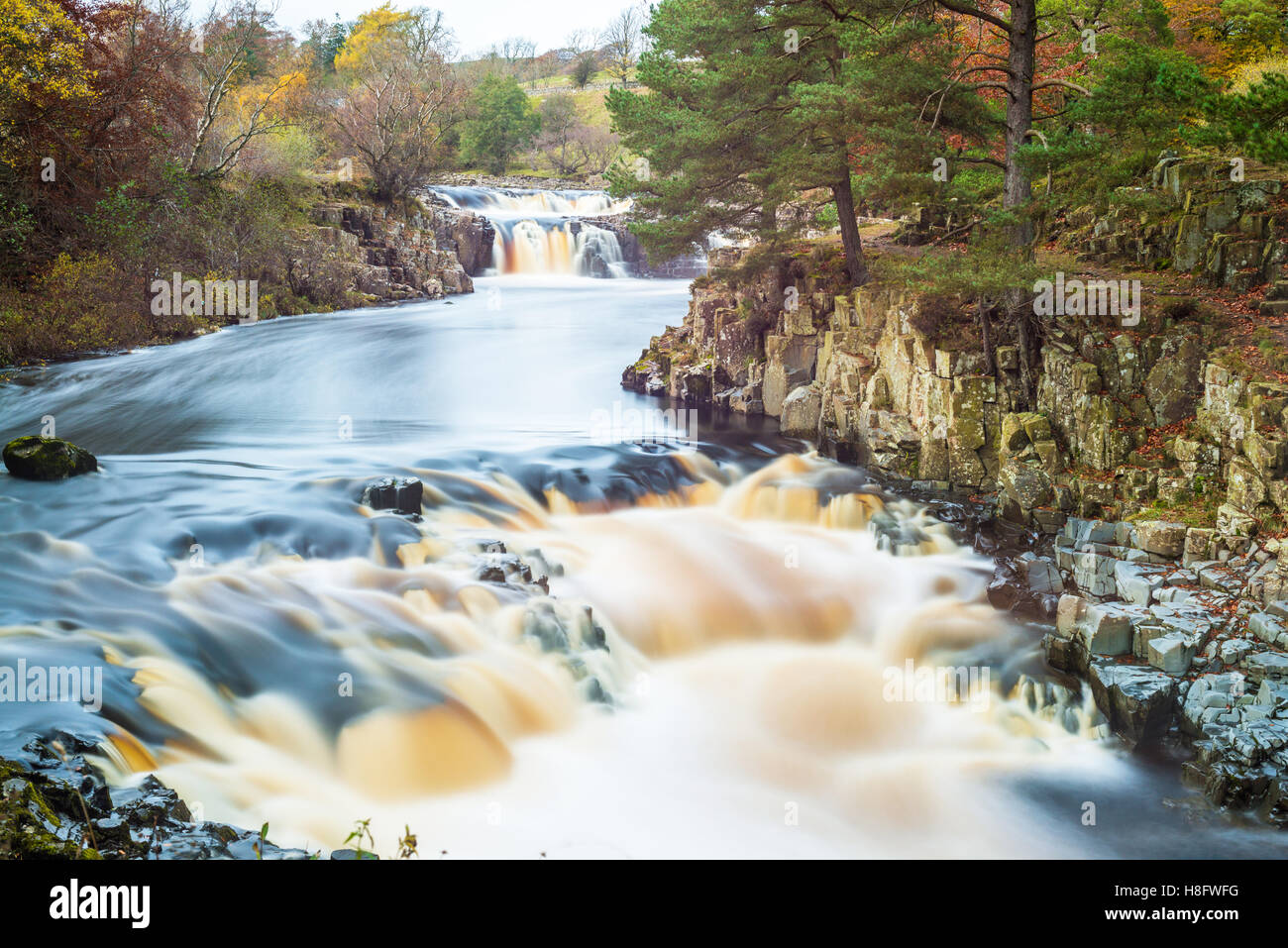 Bassa forza in cascata Teesdale superiore, Foto Stock