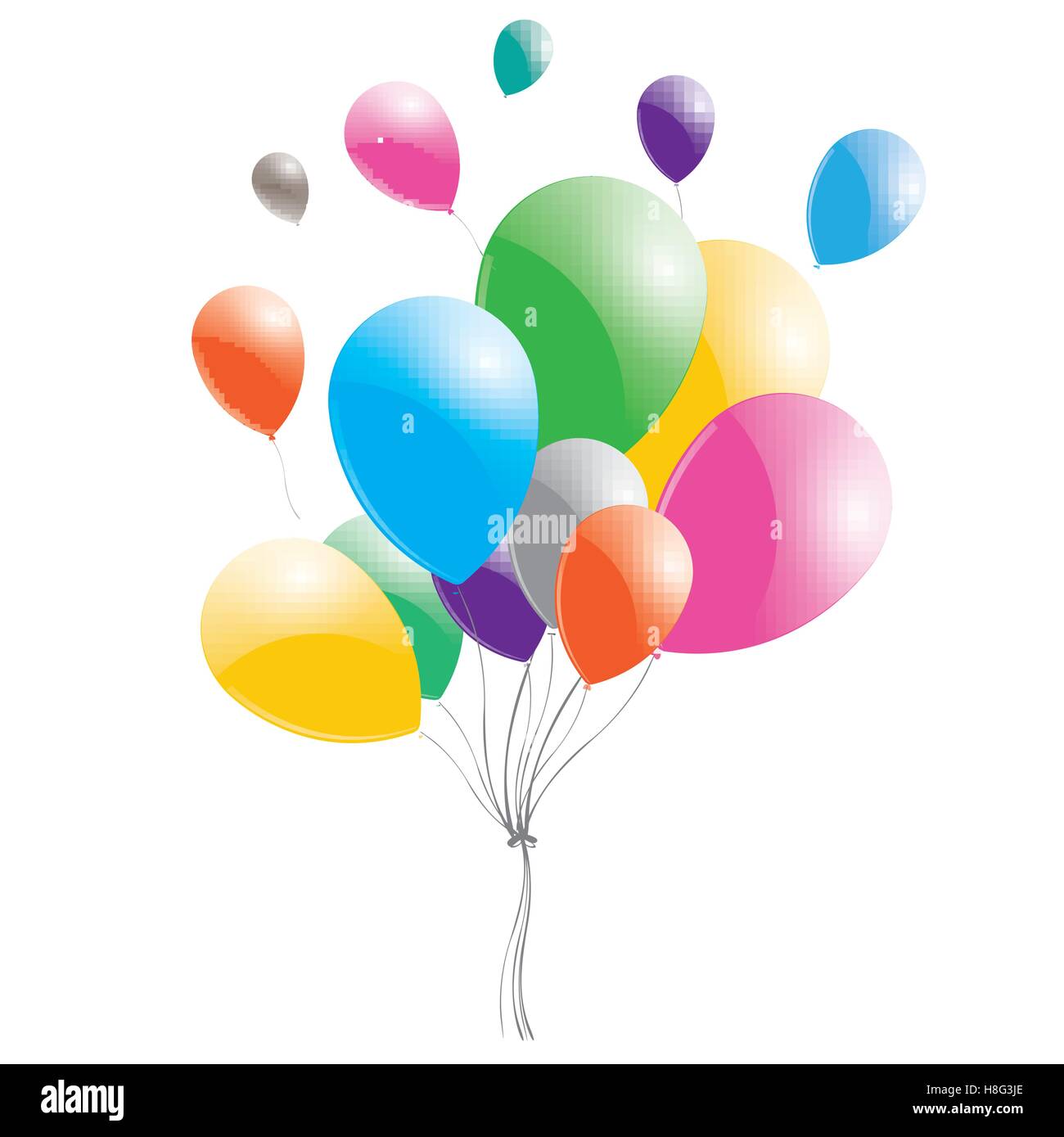 Palloncini, il palloncino, compleanno, bellissimo mazzo, carnevale, celebrare, celebrazione, concetto, creativo, decorazione, arte, colorato Illustrazione Vettoriale