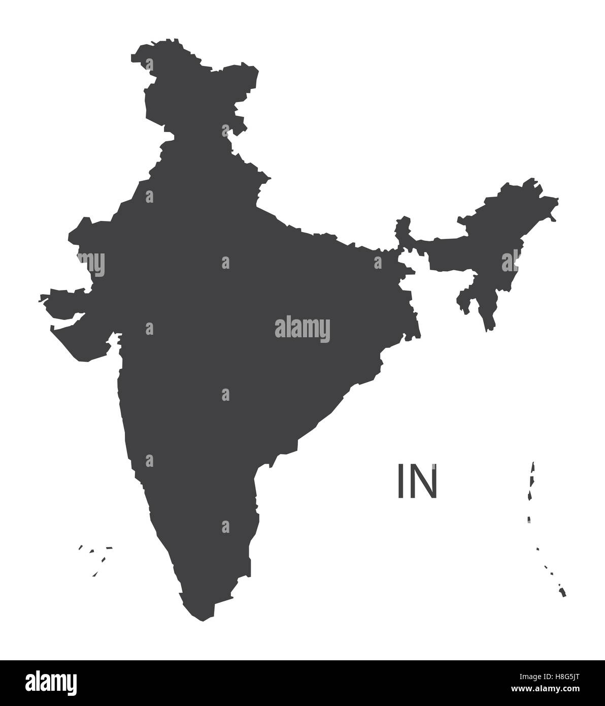 India Mappa black edition Illustrazione Vettoriale