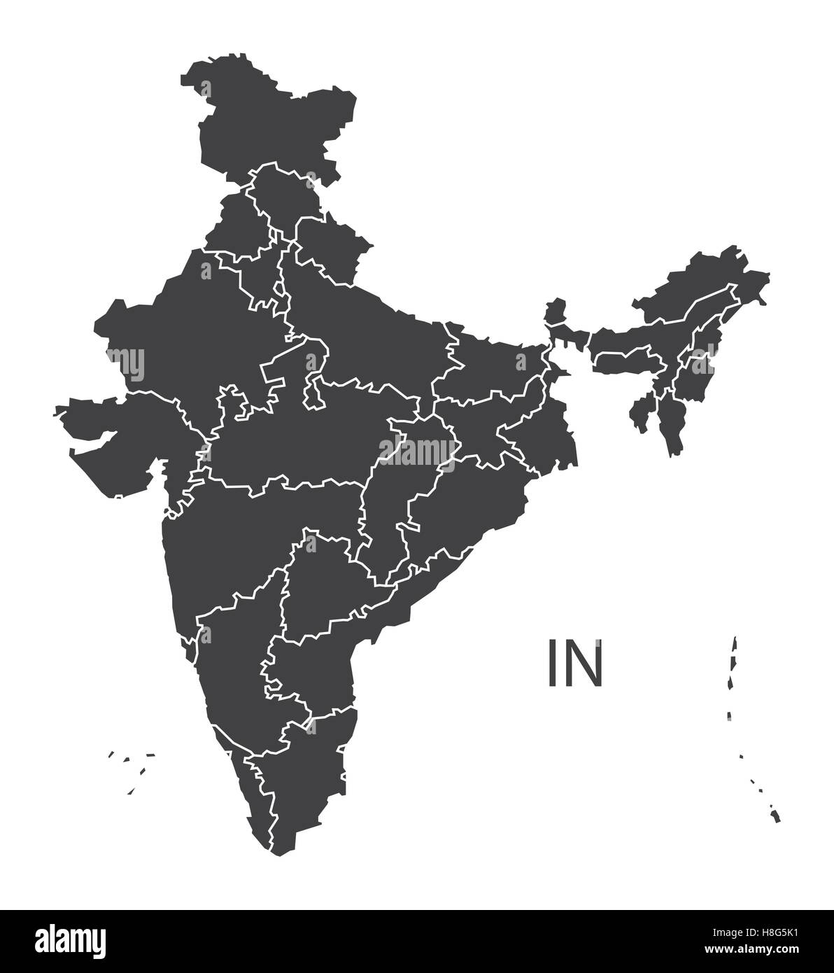 India Mappa black edition Illustrazione Vettoriale