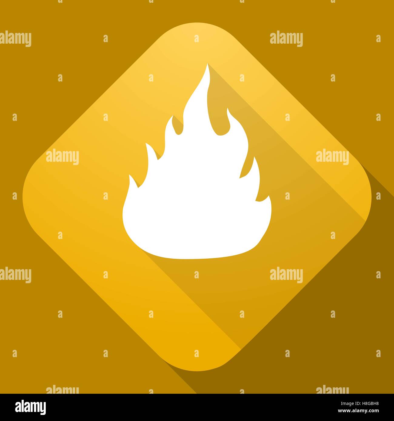 Illustrazione Vettoriale. Icona del vettore di segno di fuoco con una lunga ombra Illustrazione Vettoriale