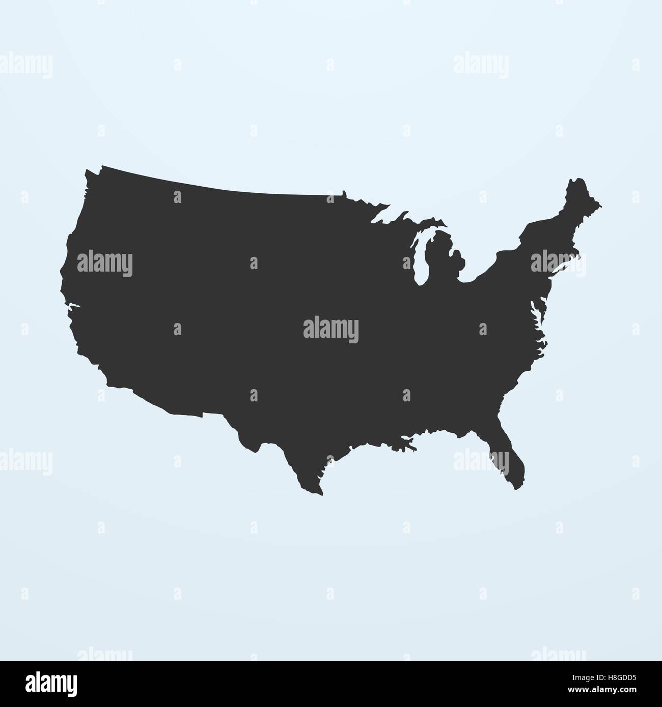 Silhouette di mappa USA. Stati Uniti d'America map Illustrazione Vettoriale