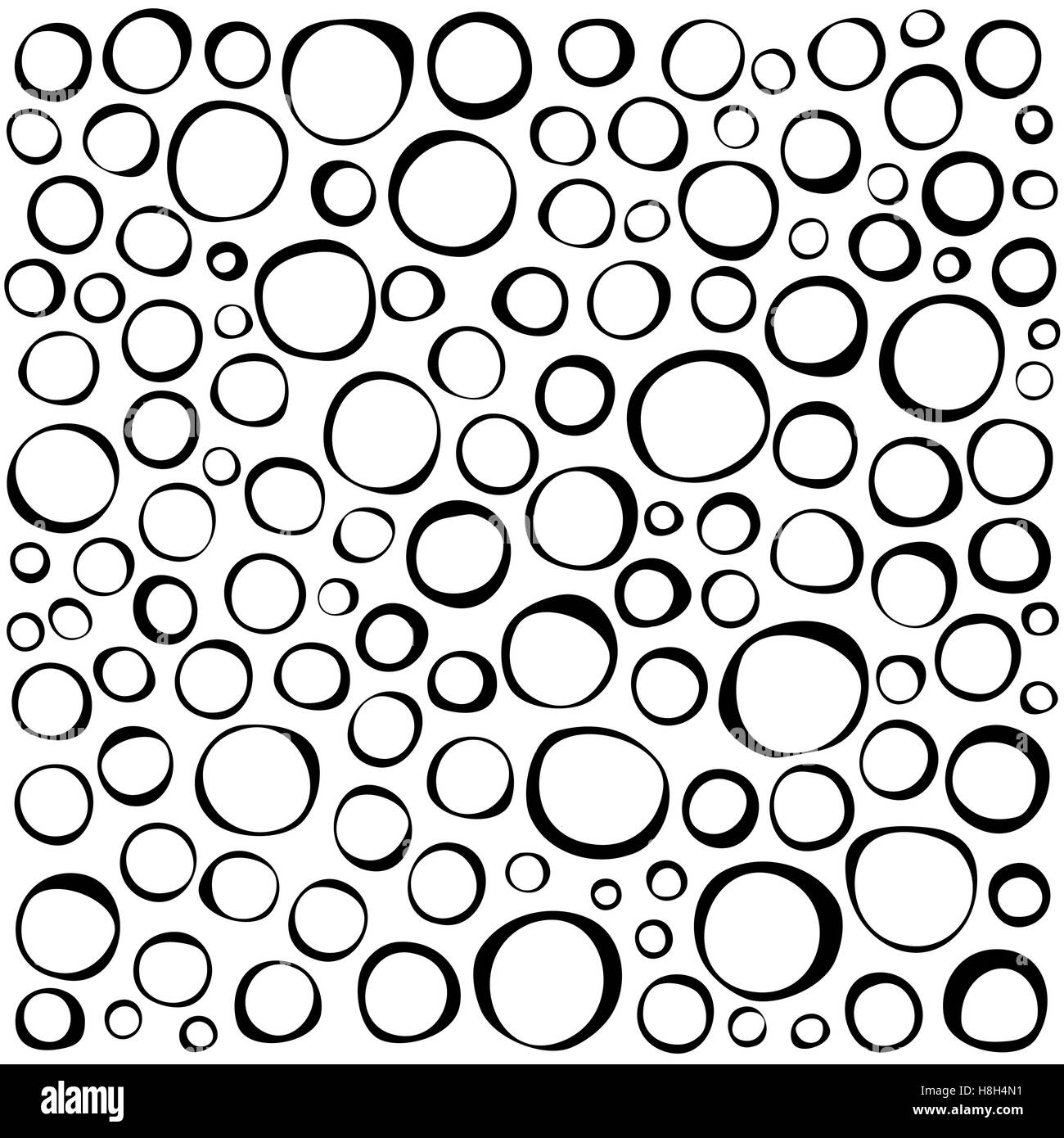 Cerchi irregolari raccolta in nero su bianco Illustrazione Vettoriale