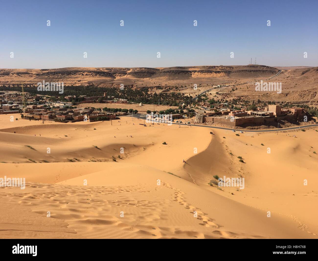 Numero illimitato di vuoto panorama del deserto del nord Africa Bechar Algeria, Sandy Taghit deserto Foto Stock