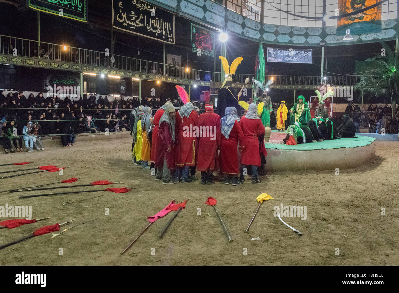 6 Muharram, stadio centrale, Tazieh cerimonia, Hasar Kharvan Foto Stock