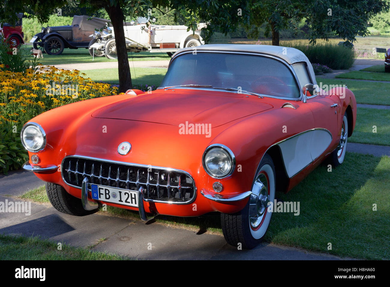 Chevrolet Corvette Roadster C1, modello 1956, US classic car, Schloss Dyck Classic giorni 2016, Jüchen, Niederrhein Foto Stock