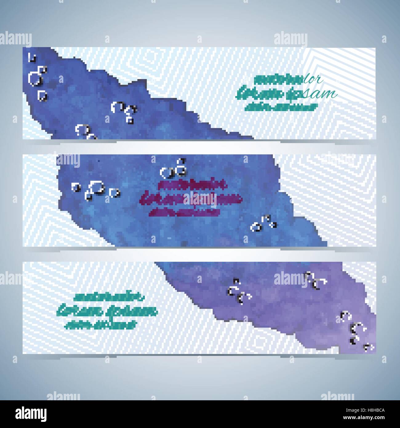 Acquerello insieme colorful del vettore di banner per il tuo design Illustrazione Vettoriale