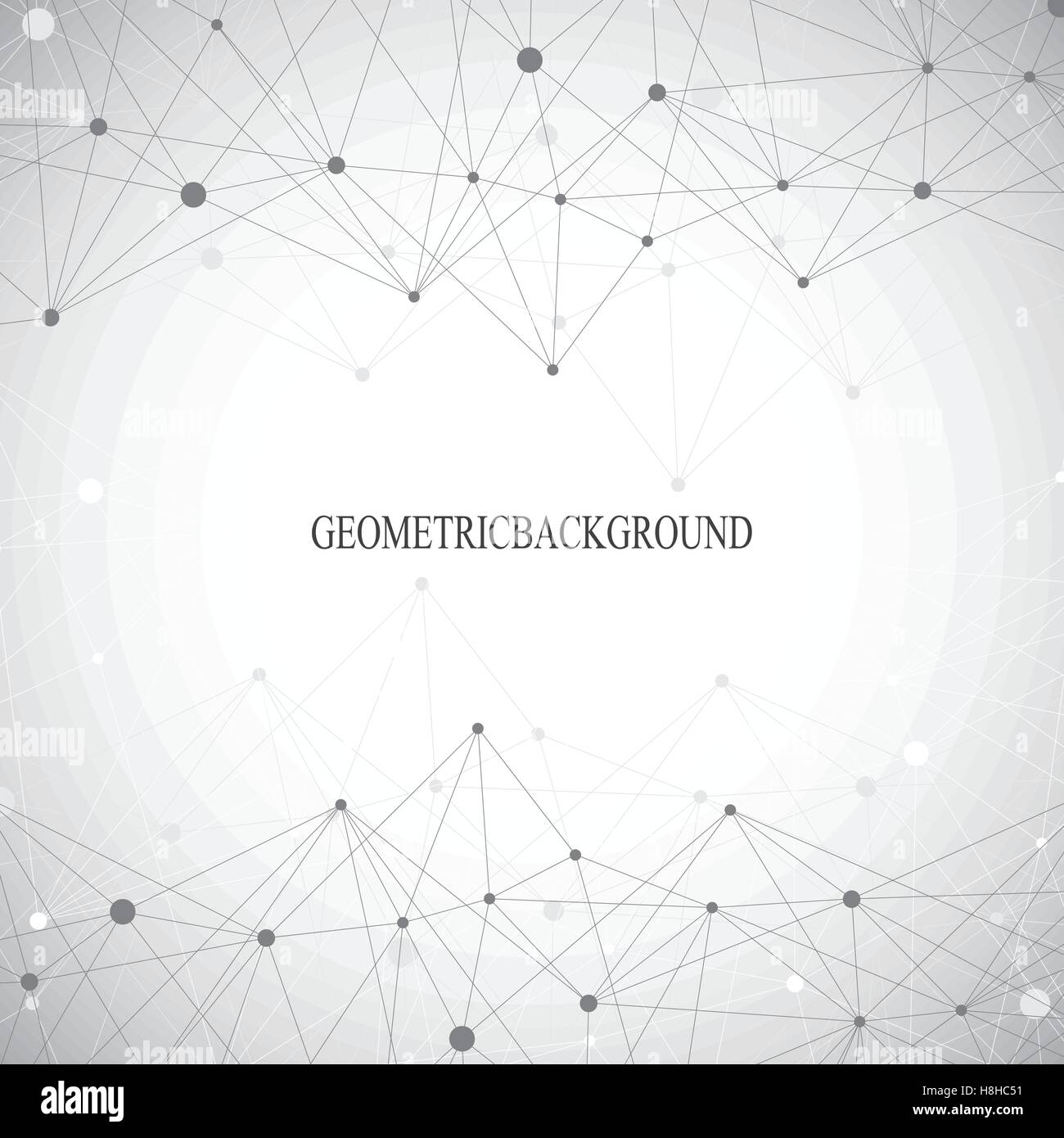 Geometrica sfondo grigio molecola e comunicazione . Linee collegate con punti. Illustrazione Vettoriale Illustrazione Vettoriale