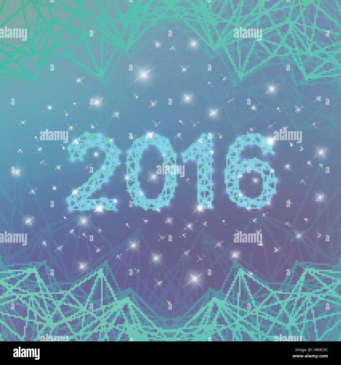 Progettazione di testo Felice Anno Nuovo 2016 su sfondo blu . Illustrazione Vettoriale Illustrazione Vettoriale