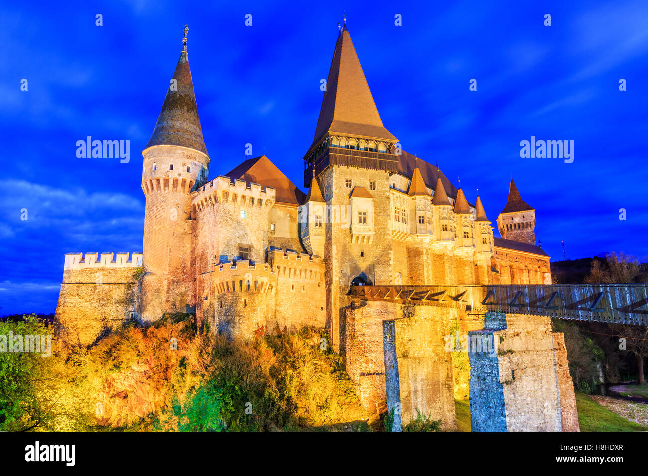 Castello Hunyad / Corvin il castello di Hunedoara, Romania. Foto Stock