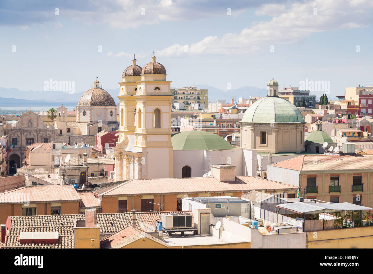 Vista di Cagliari, capoluogo della regione Sardegna, Italia. Foto Stock