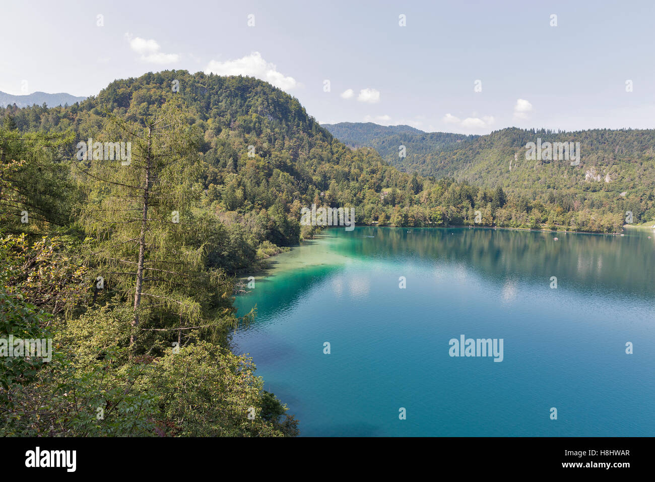 Il lago di Bled paesaggio alpino, Slovenia Foto Stock