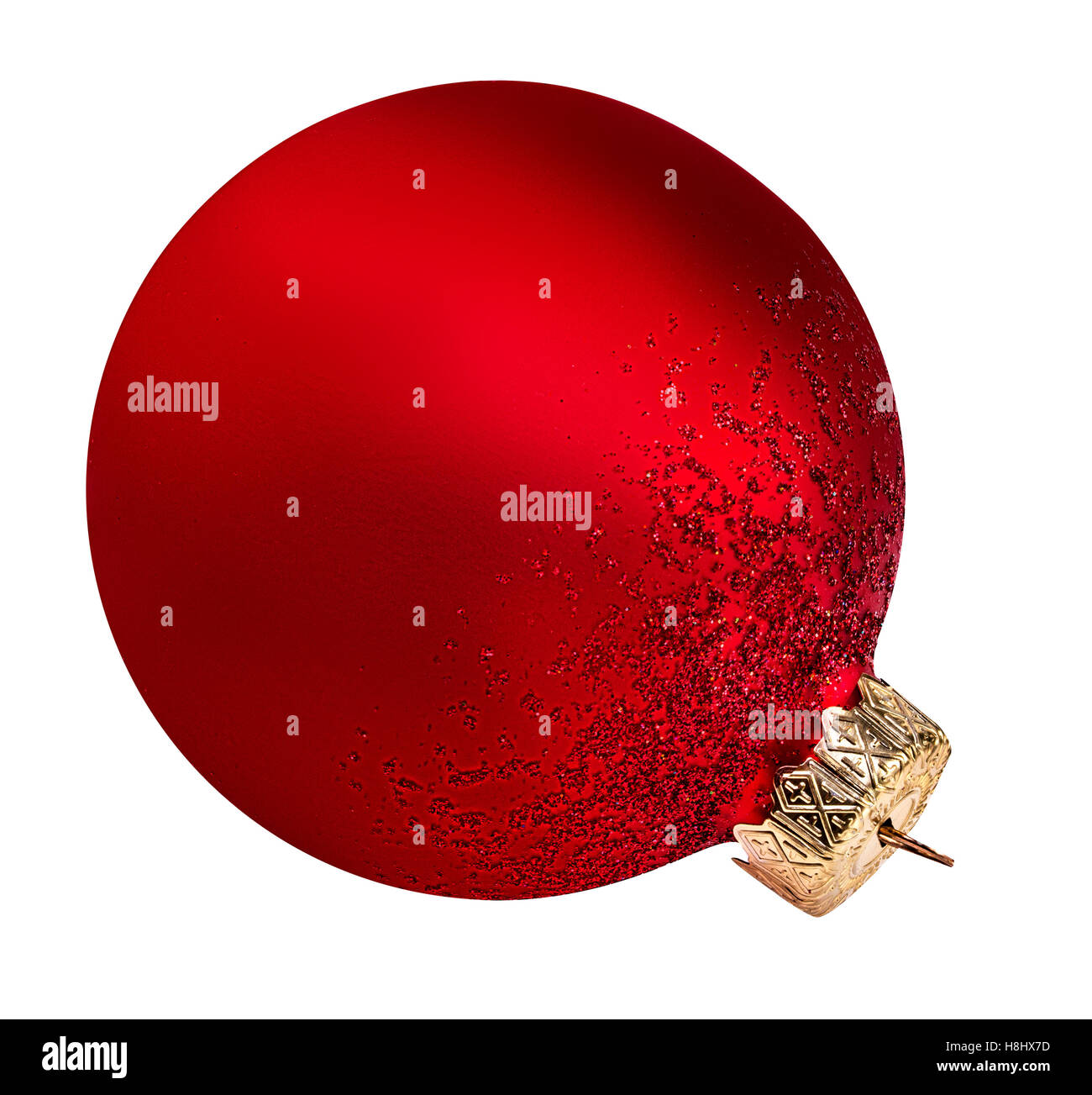 Red palla di Natale, isolato su sfondo bianco Foto Stock