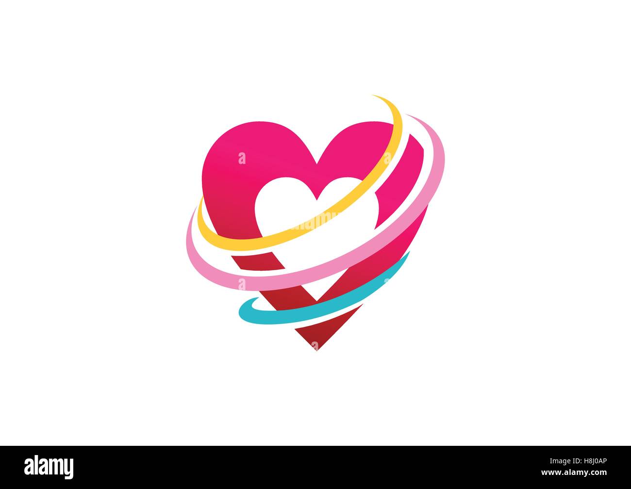 Eleganza forma di cuore logo, bellezza amore segno simbolo icona disegno vettoriale Illustrazione Vettoriale
