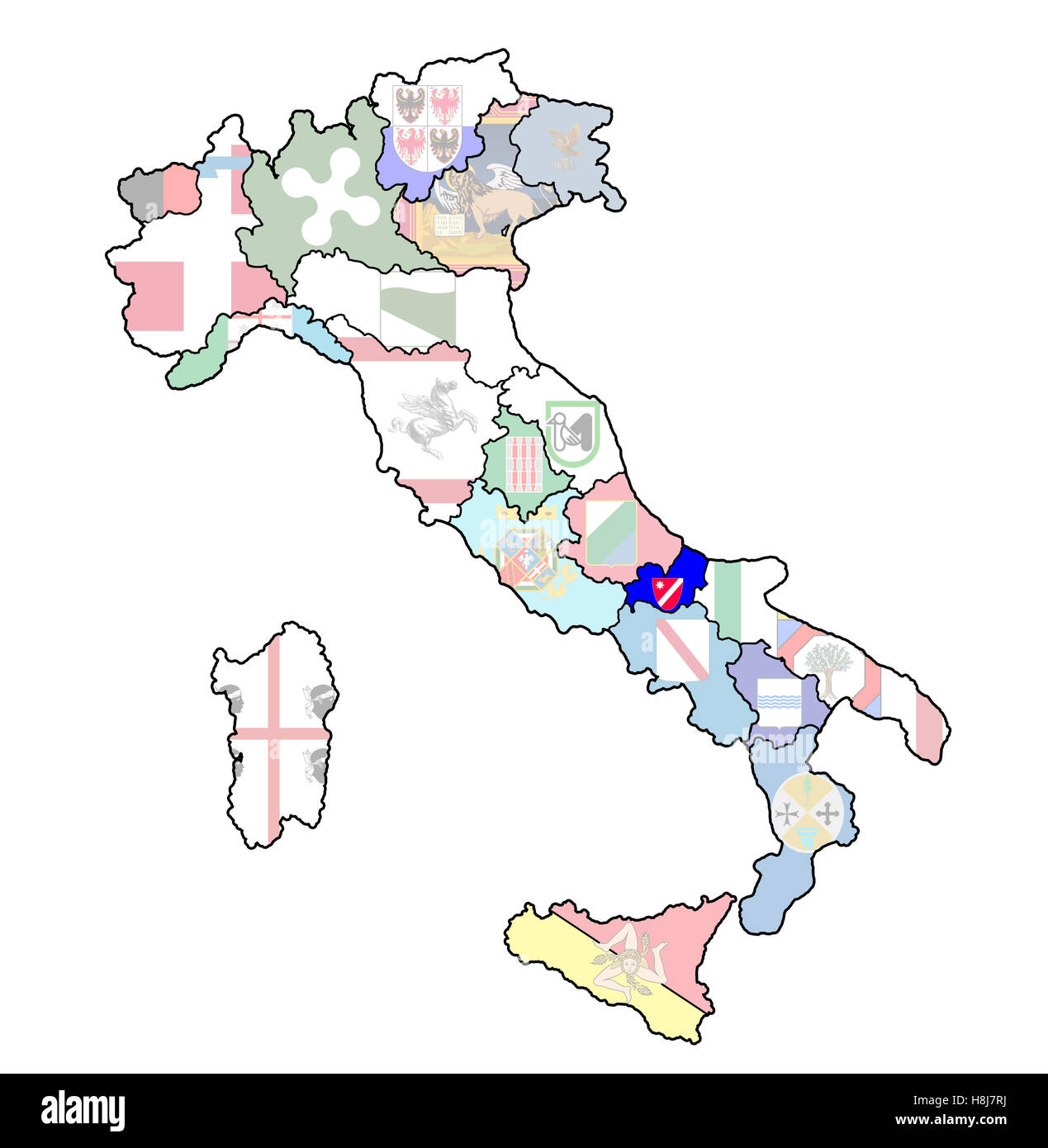 Regione Molise sulla somministrazione di mappa di Italia con bandiere Foto Stock