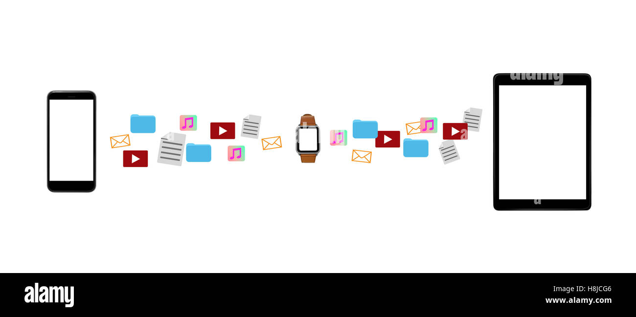 Condivisione di file tra dispositivi Foto Stock