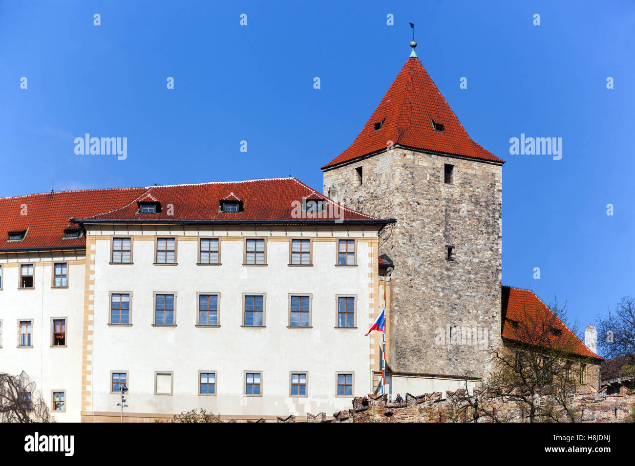Il Castello di Praga, la Torre Nera, Praga, Repubblica Ceca Foto Stock