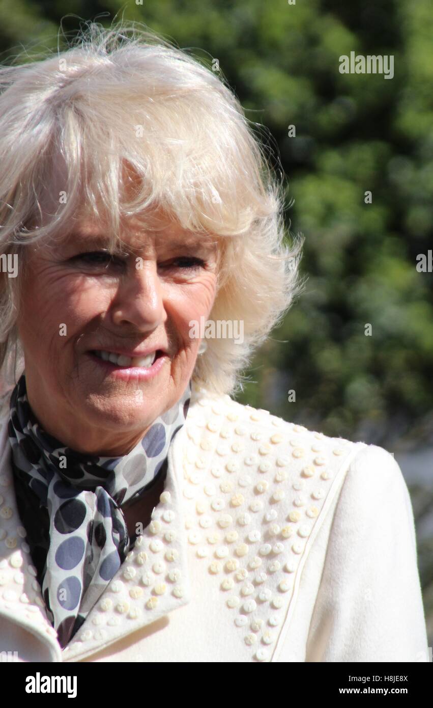 Di SUA ALTEZZA REALE IL PRINCIPE DI GALLES la duchessa di Cornovaglia visiti il centro MAGGIES, Christie Hospital, Manchester Aprile 2016 Foto Stock