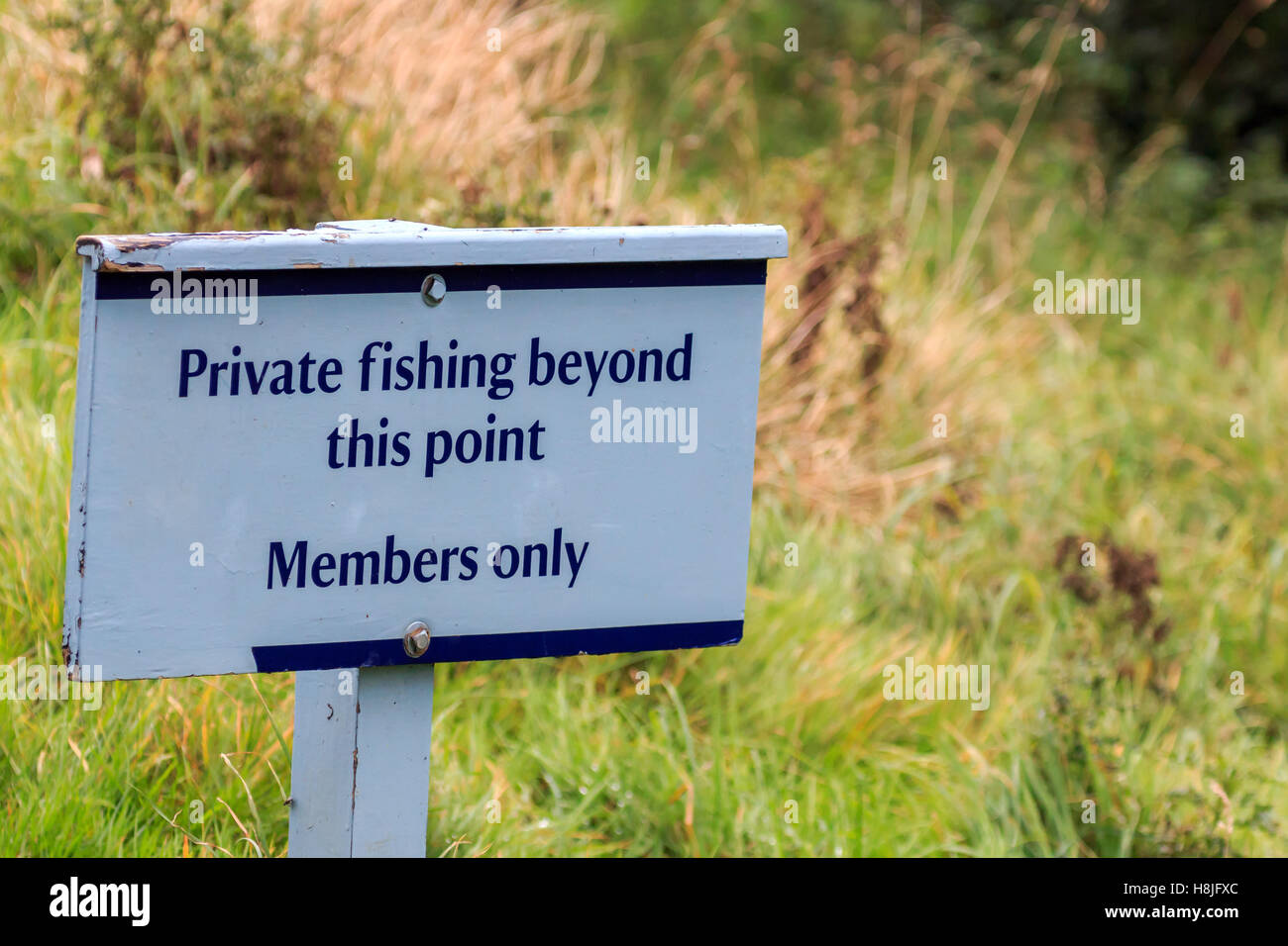 Nessun privato la pesca al di là di questo punto, membri solo segno Foto Stock