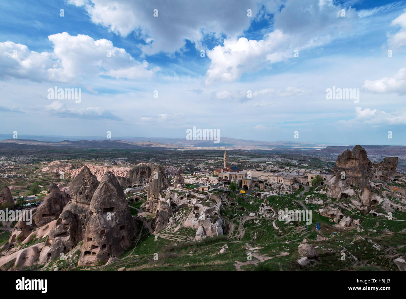 Il Castello di Uchisar in Cappadocia, Turchia. Foto Stock