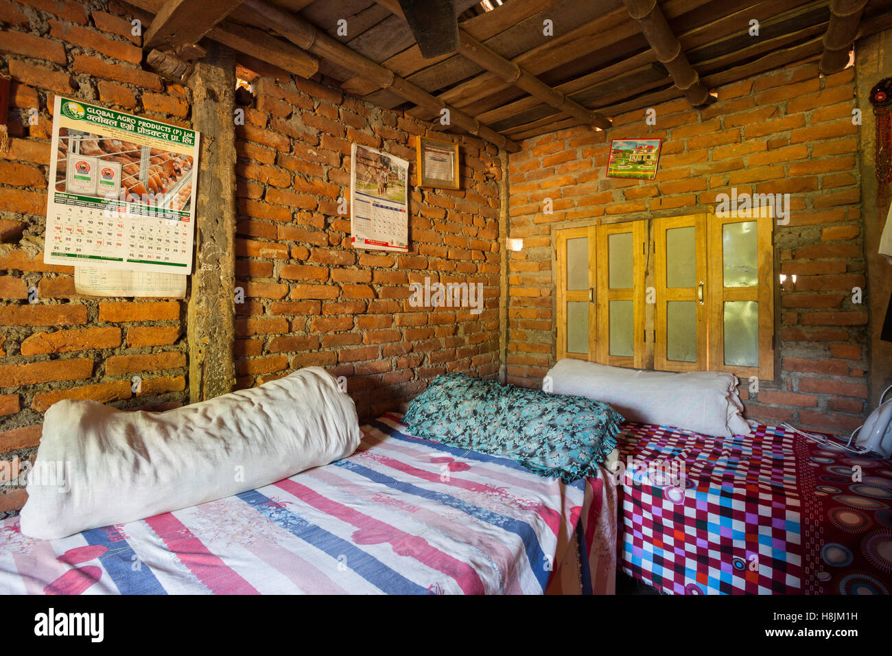 Vista interna del casale rurale in Nepal Foto Stock