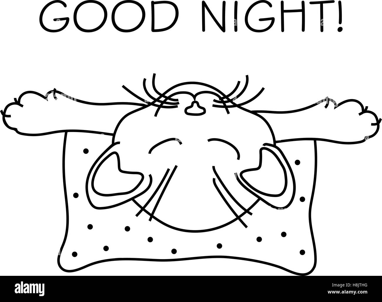 Cat dormire su un cuscino Illustrazione Vettoriale