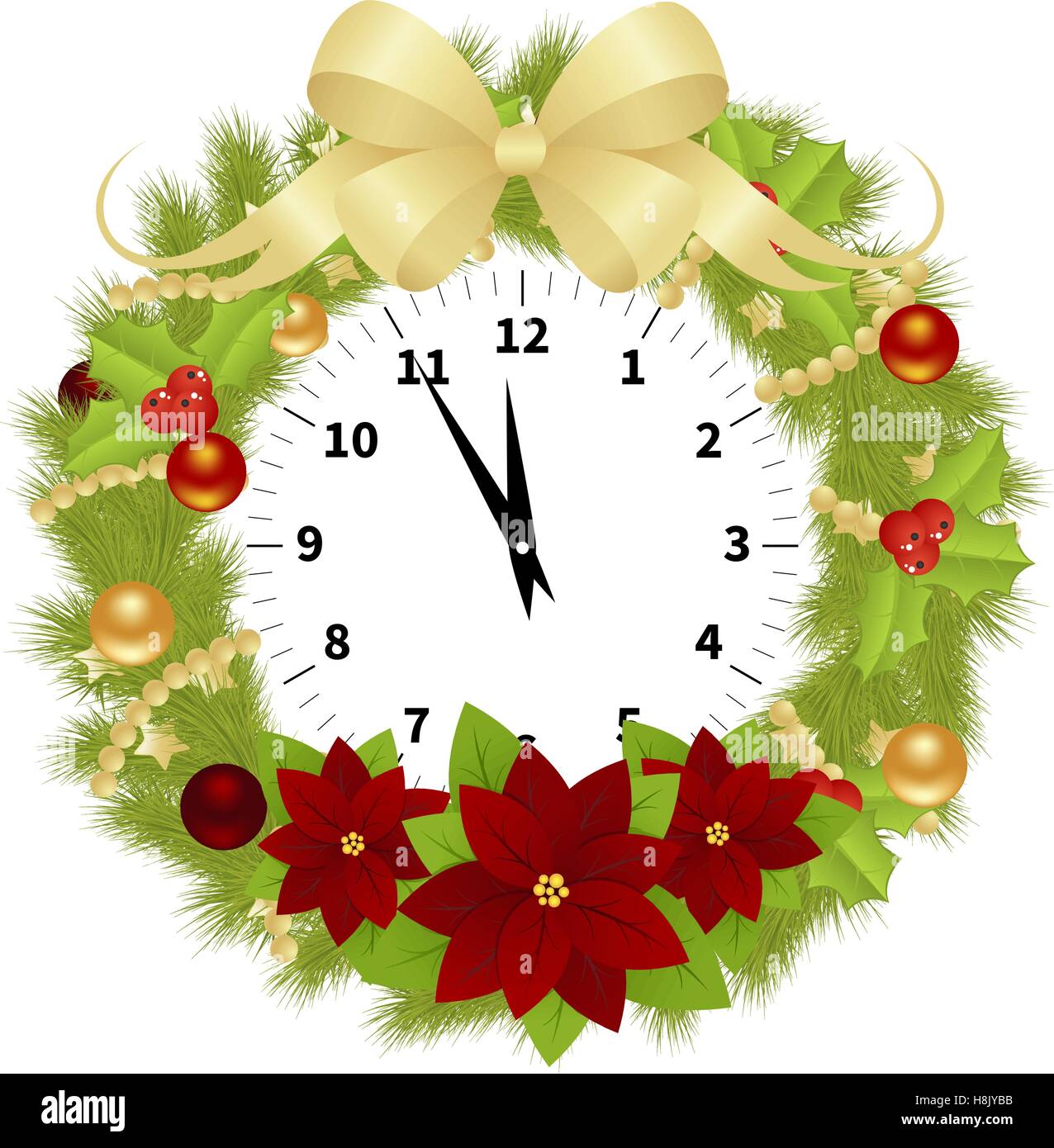 Natale adornati orologio Illustrazione Vettoriale