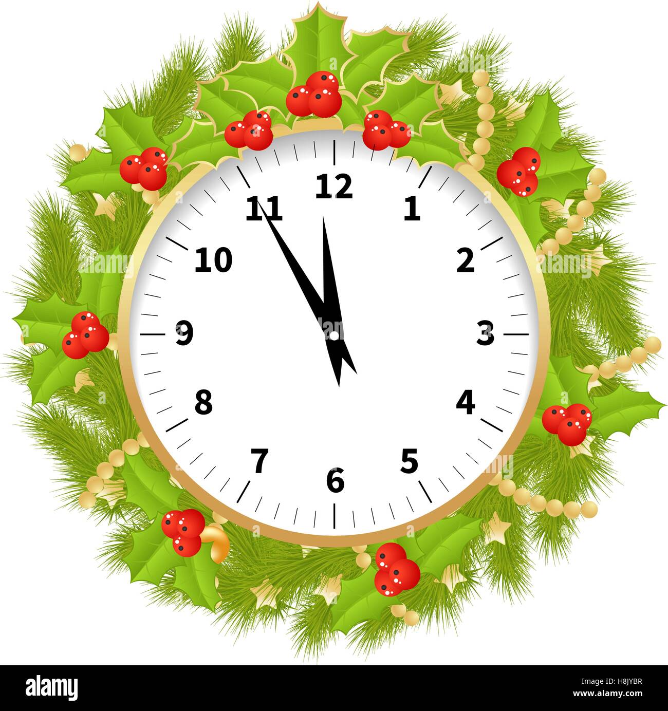 Natale adornati orologio Illustrazione Vettoriale